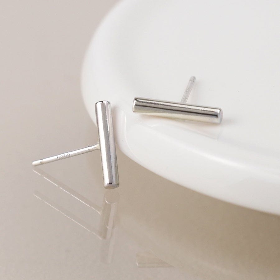 Simple Bar Silver Plated Stud Earrings By POM Gift 04500 POM