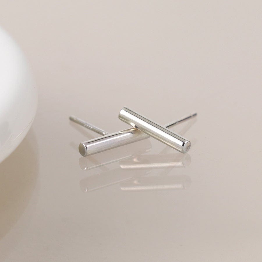 Simple Bar Silver Plated Stud Earrings By POM Gift 04500 POM