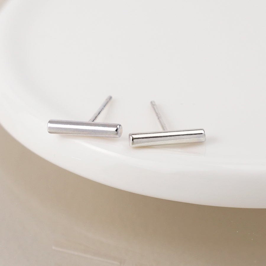 Simple Bar Silver Plated Stud Earrings By POM Gift 04500 POM