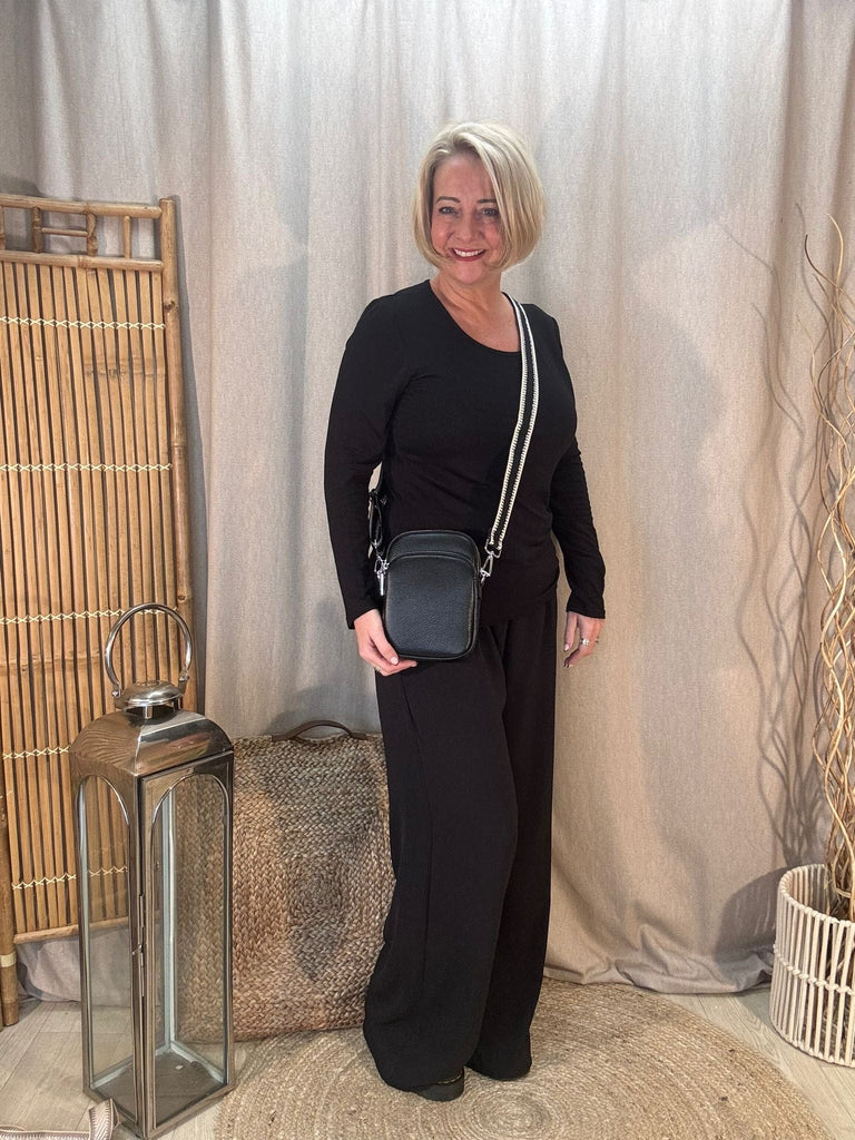 Simple Cross Body Bag With Two Tone Strap Be You Lifestyle Boutique Black