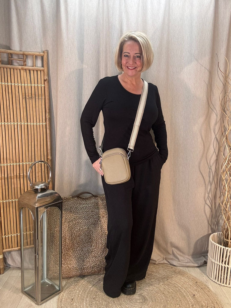 Simple Cross Body Bag With Two Tone Strap Be You Lifestyle Boutique Beige