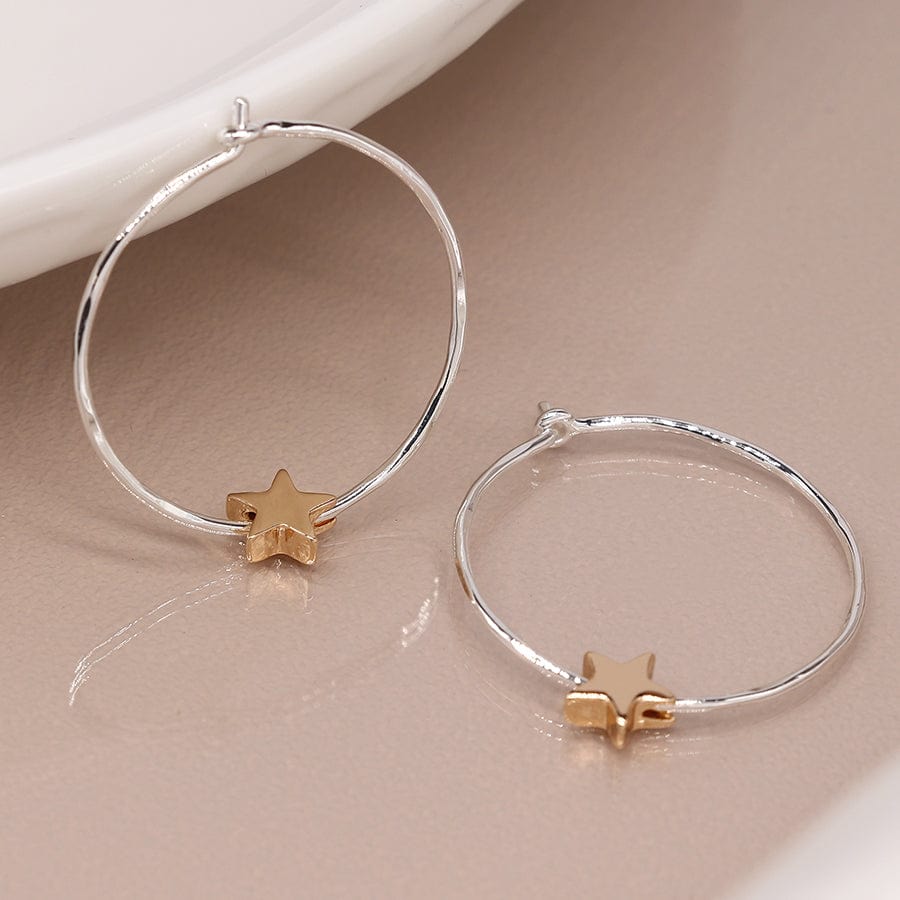Single Star Round Hoop Earrings By POM Gift 03921 POM