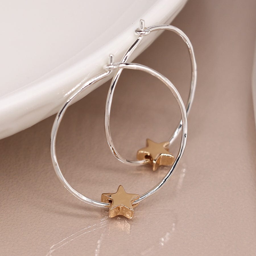 Single Star Round Hoop Earrings By POM Gift 03921 POM