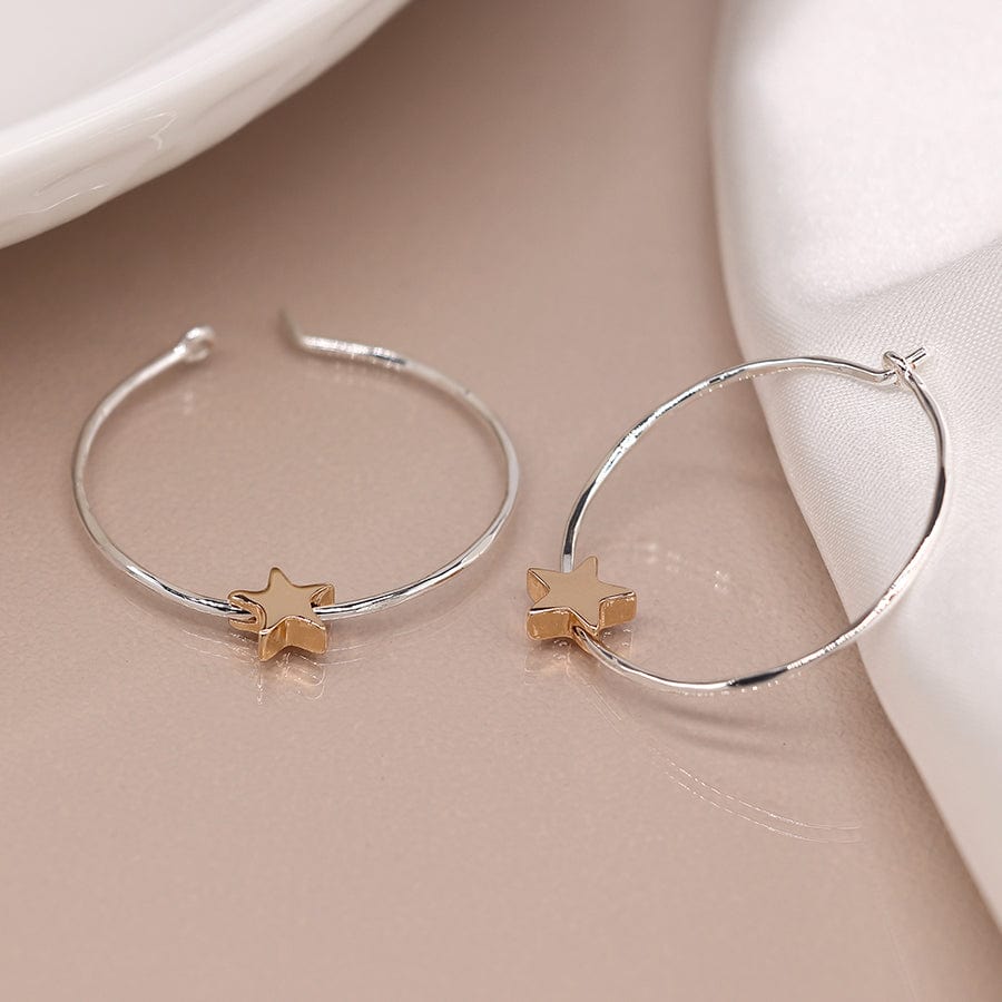 Single Star Round Hoop Earrings By POM Gift 03921 POM