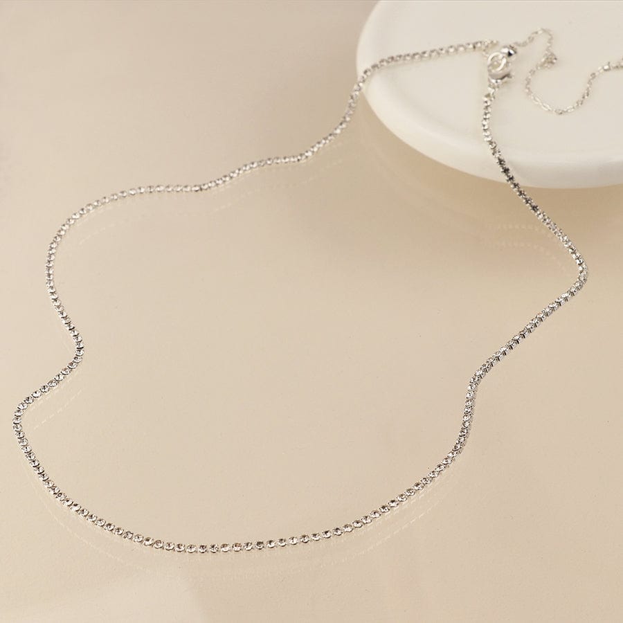 Single Strand Silver Plated Crystal Necklace by POM Gift 04612 POM