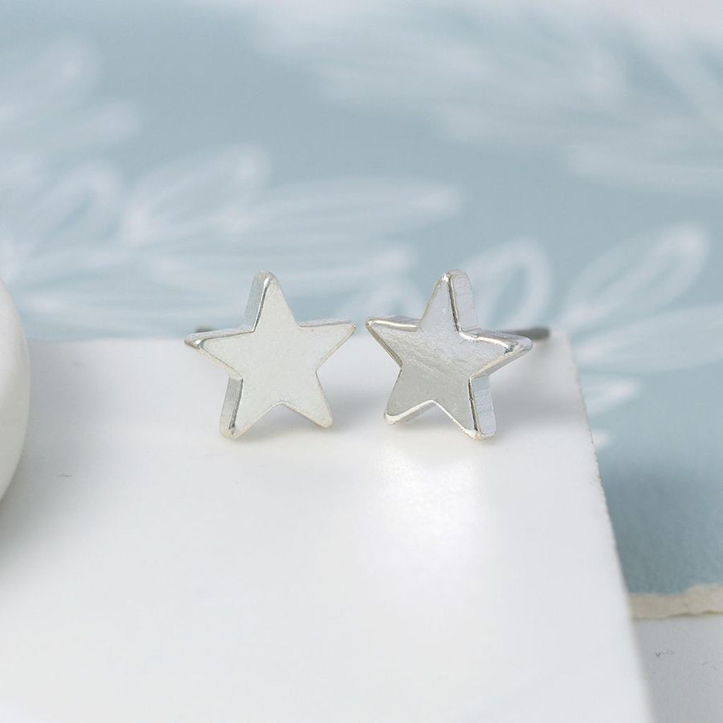 Sterling Silver Star Stud Earrings By POM