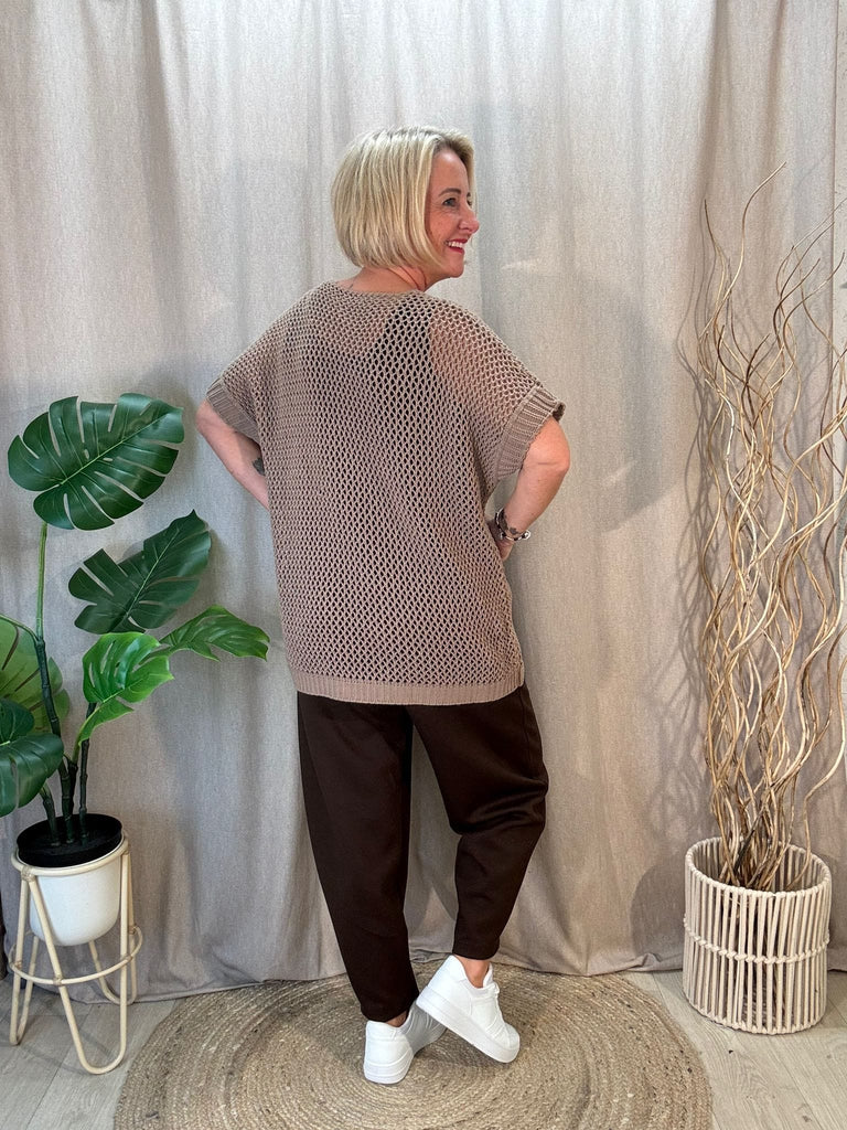 Star Knit Short Sleeved Top Be You Lifestyle Boutique One size / Mocha