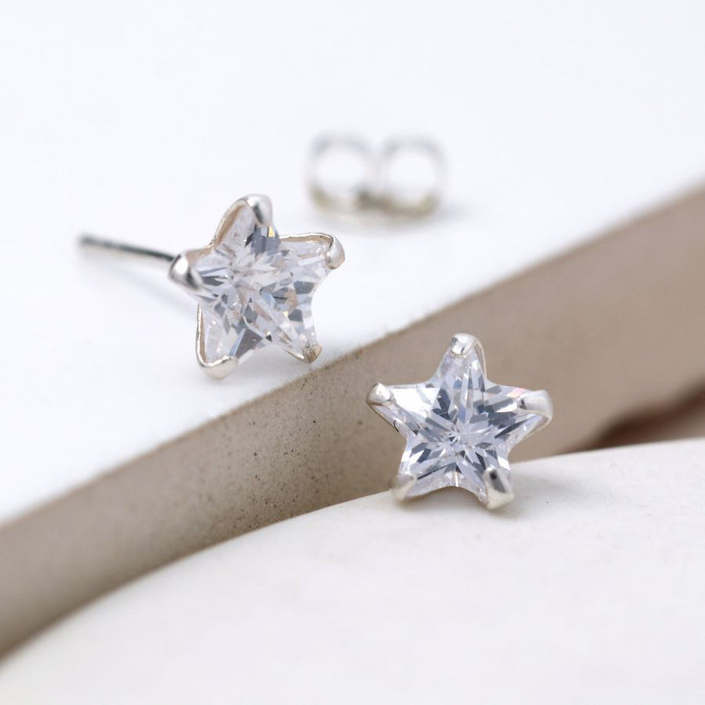 Clear Crystal Star Stud Earrings By POM