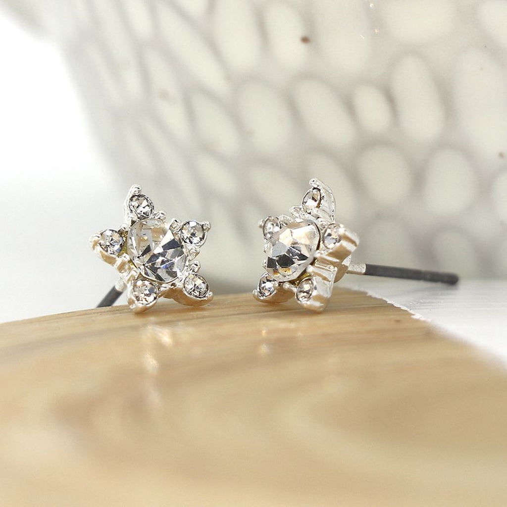 Star Flower Crystal Stud Earrings By Pom