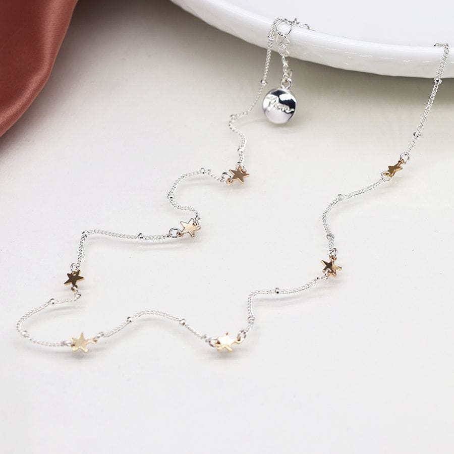 Station Chain & Stars Necklace By POM Gift 04212 POM
