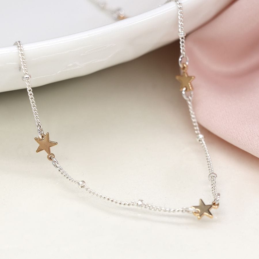 Station Chain & Stars Necklace By POM Gift 04212 POM