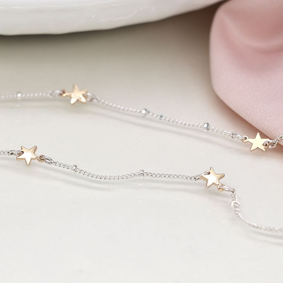 Station Chain & Stars Necklace By POM Gift 04212 POM