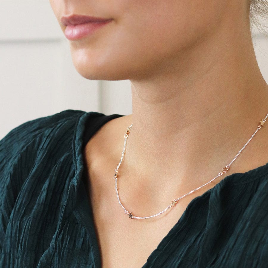 Station Chain & Stars Necklace By POM Gift 04212 POM