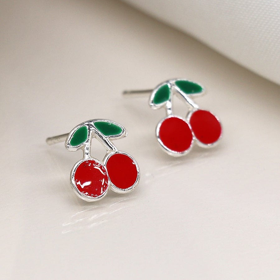 Sterling Silver Cherry Stud Earrings By POM Gift SB1370 POM