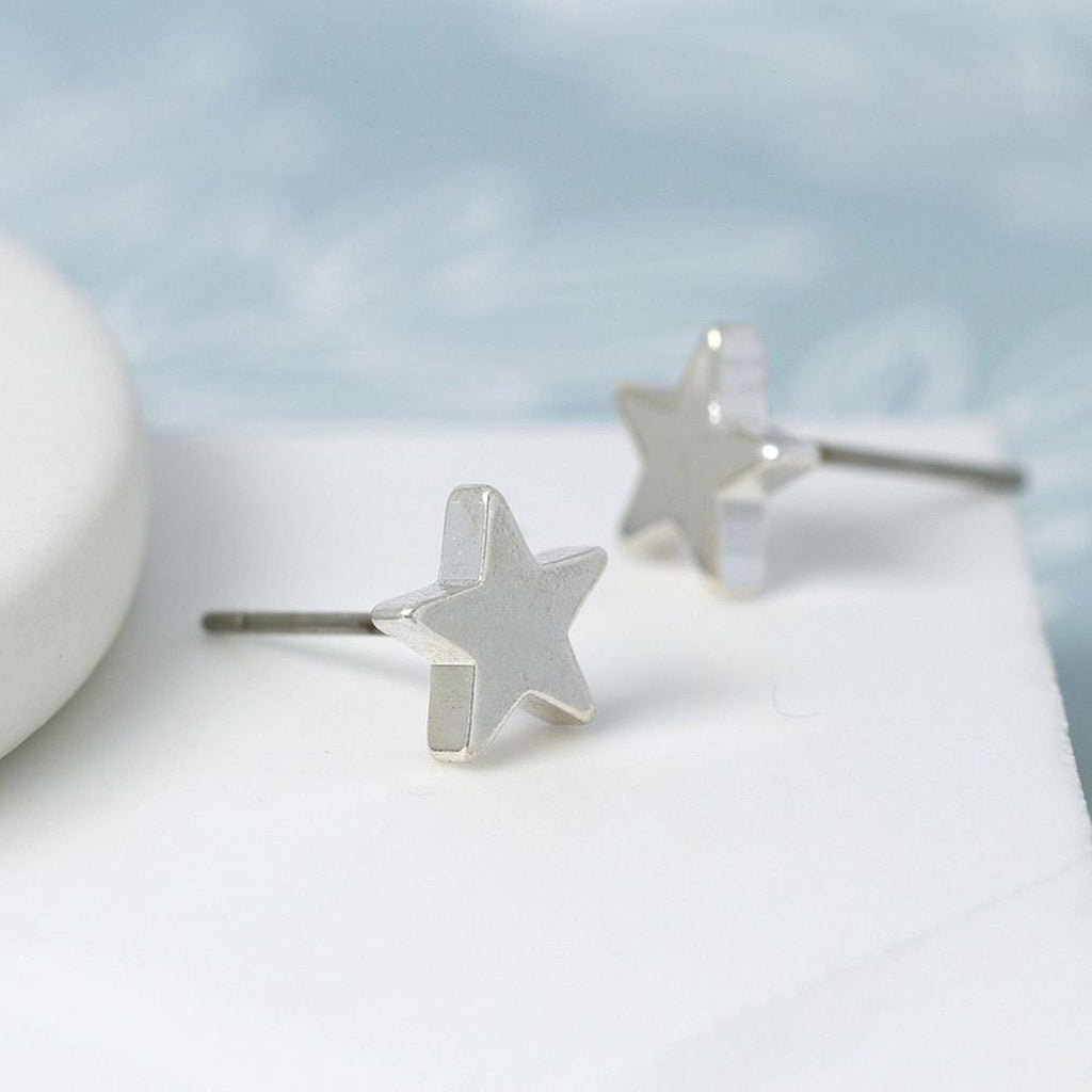 Sterling Silver Star Stud Earrings By POM Gift 01583 POM