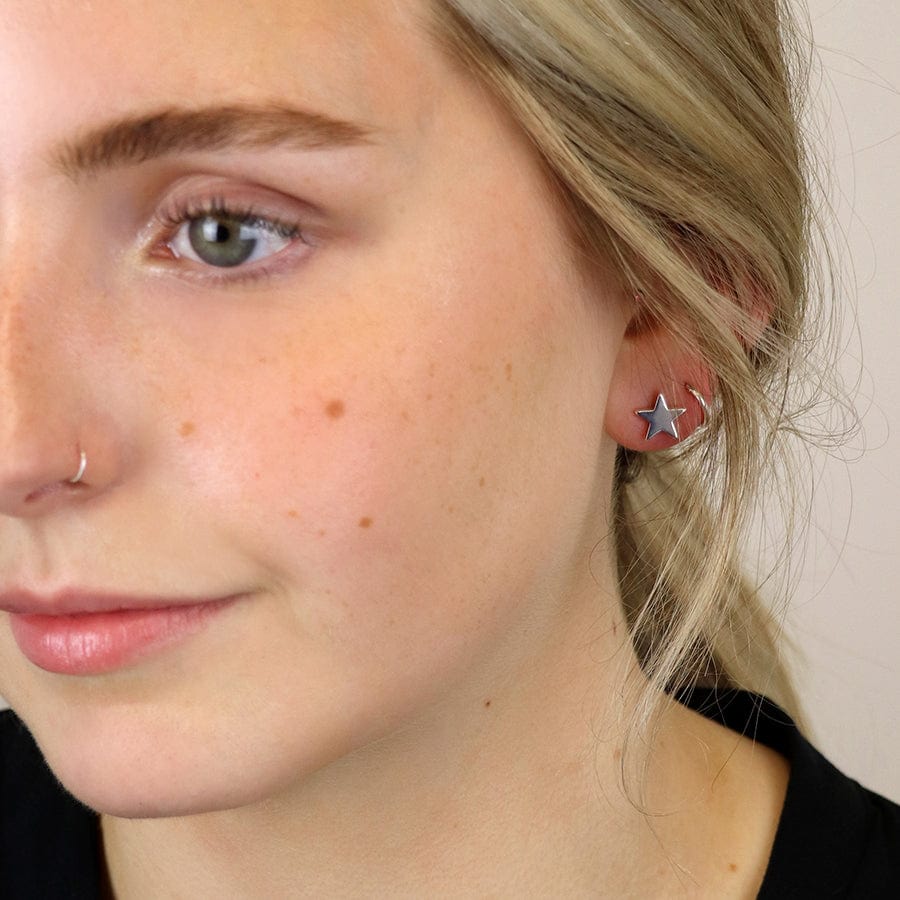 Sterling Silver Star Stud Earrings By POM Gift 01583 POM