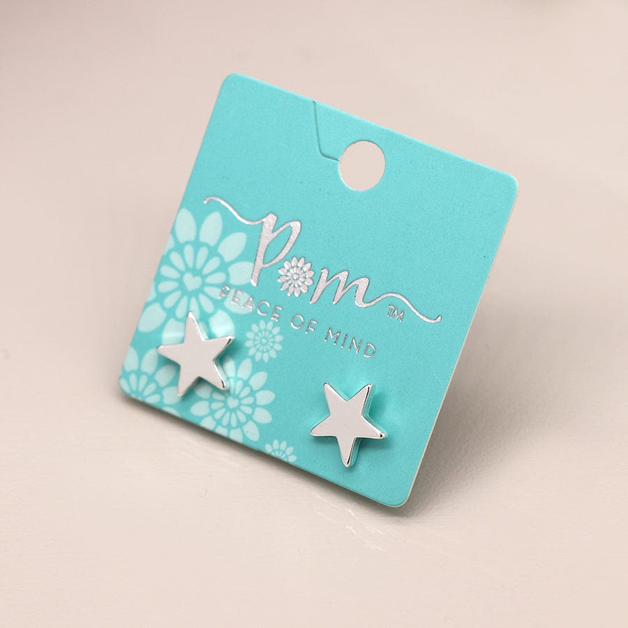 Sterling Silver Star Stud Earrings By POM Gift 01583 POM