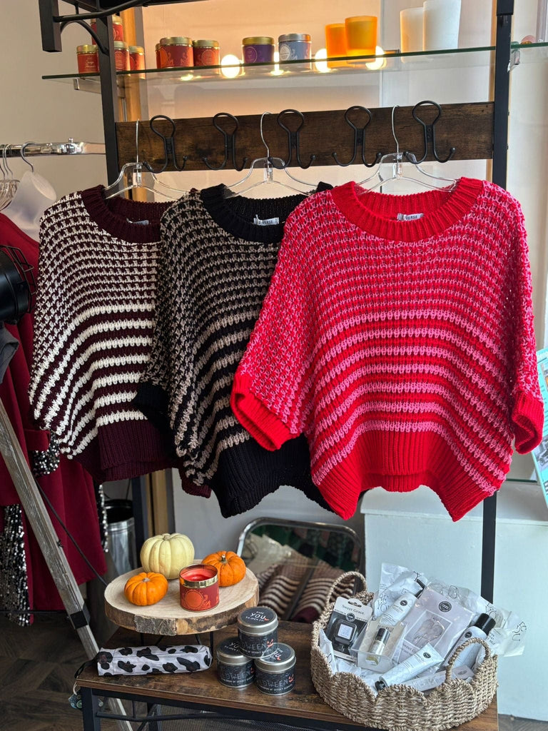 Striped Drop Box Knit Jumper Be You Lifestyle Boutique