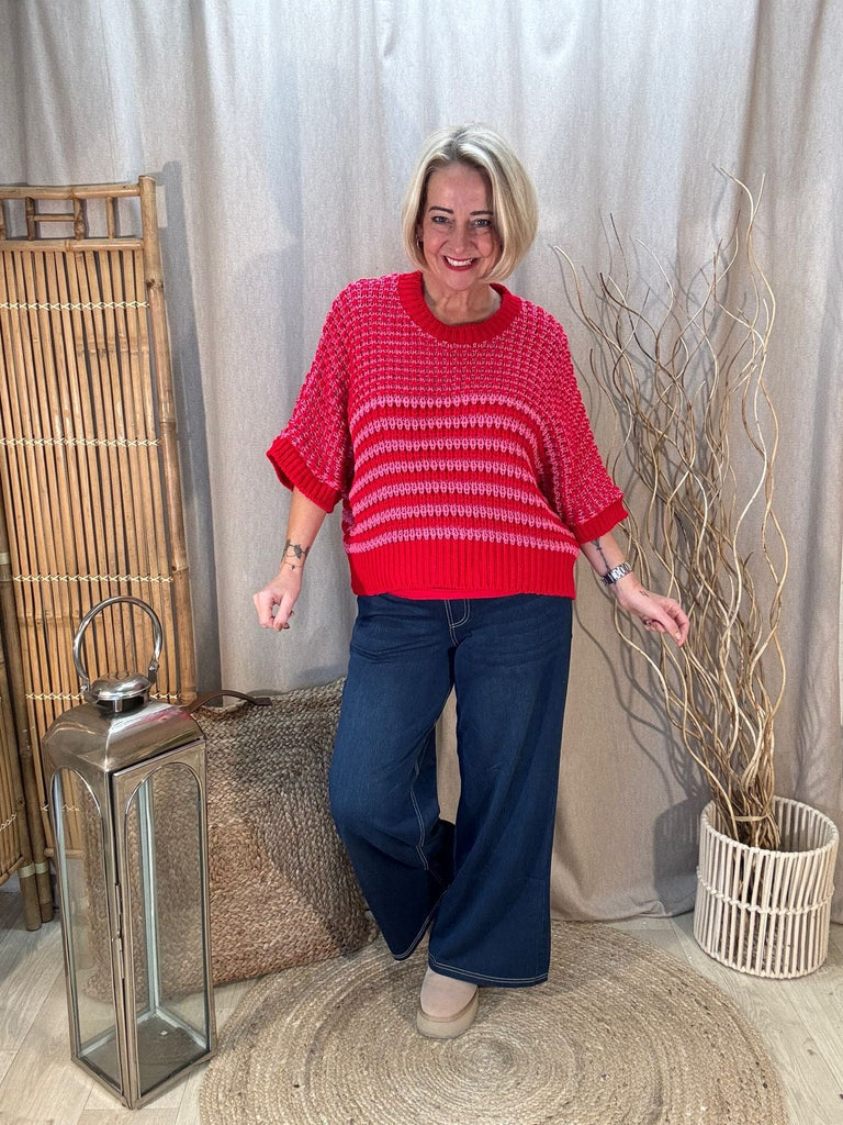 Striped Drop Box Knit Jumper Be You Lifestyle Boutique