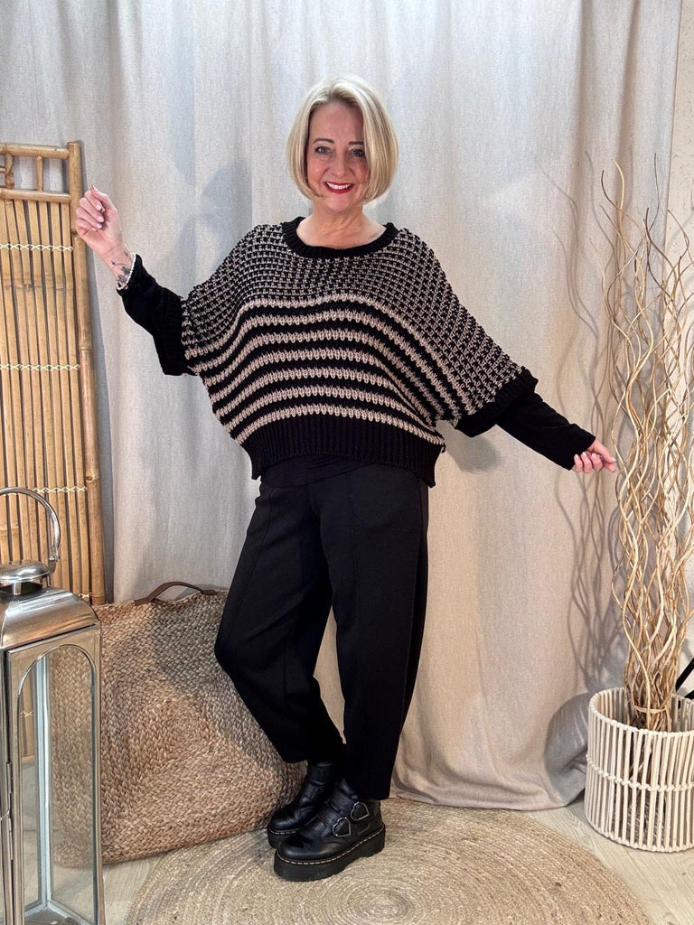 Striped Drop Box Knit Jumper Be You Lifestyle Boutique