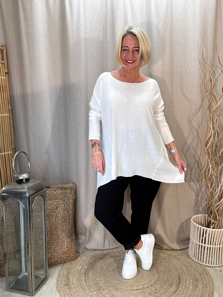 Super Soft Hanky Fine  Knit Top - Flattering Asymmetric Hem Be You Lifestyle Boutique
