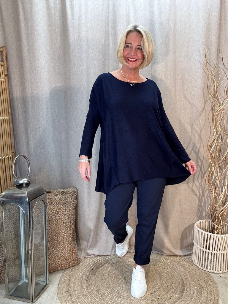 Super Soft Hanky Fine  Knit Top - Flattering Asymmetric Hem Be You Lifestyle Boutique