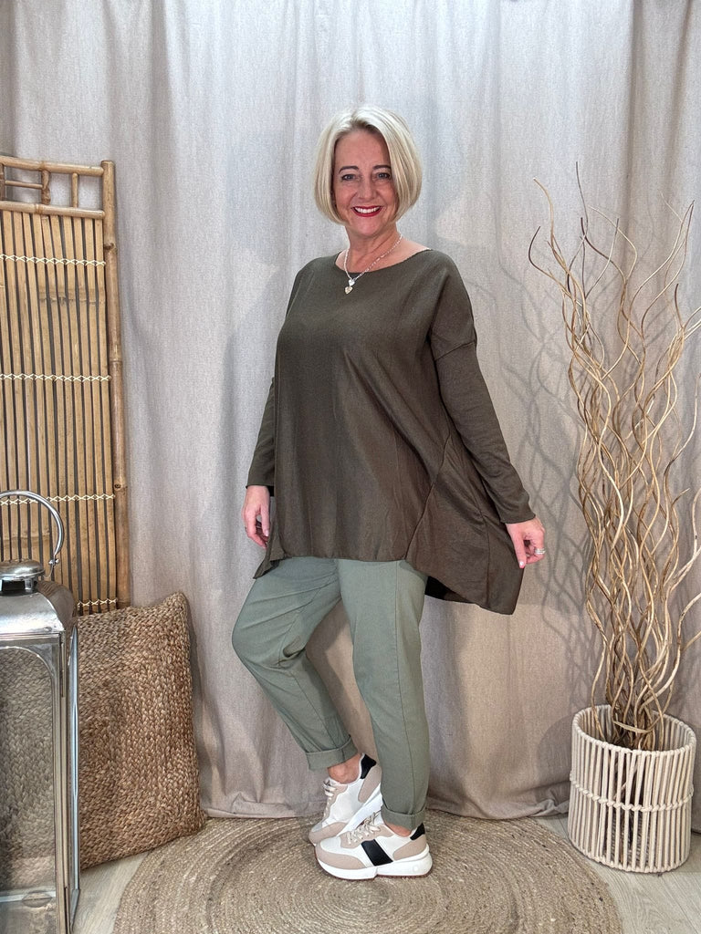 Super Soft Hanky Fine  Knit Top - Flattering Asymmetric Hem Be You Lifestyle Boutique