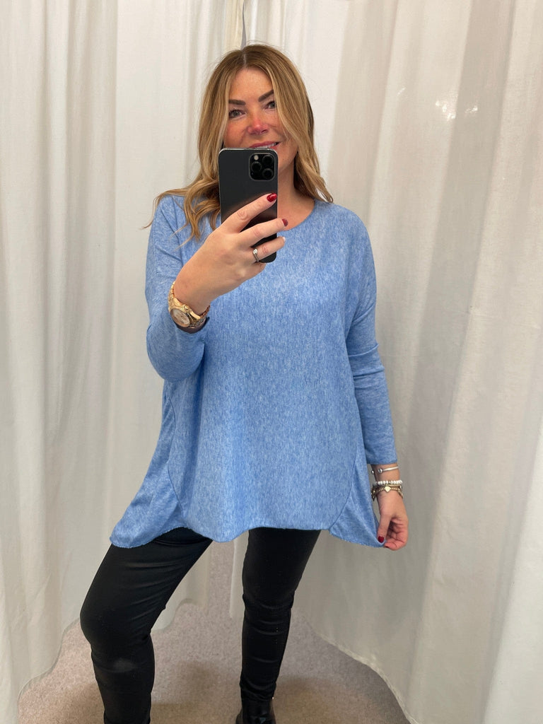 Super Soft Hanky Knit Jumper Top Be You Lifestyle Boutique One Size / Cornflower Blue