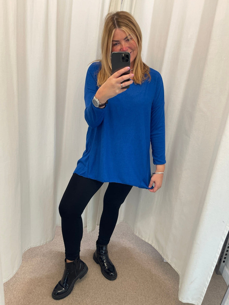 Super Soft Hanky Knit Jumper Top Be You Lifestyle Boutique One Size / Royal Blue