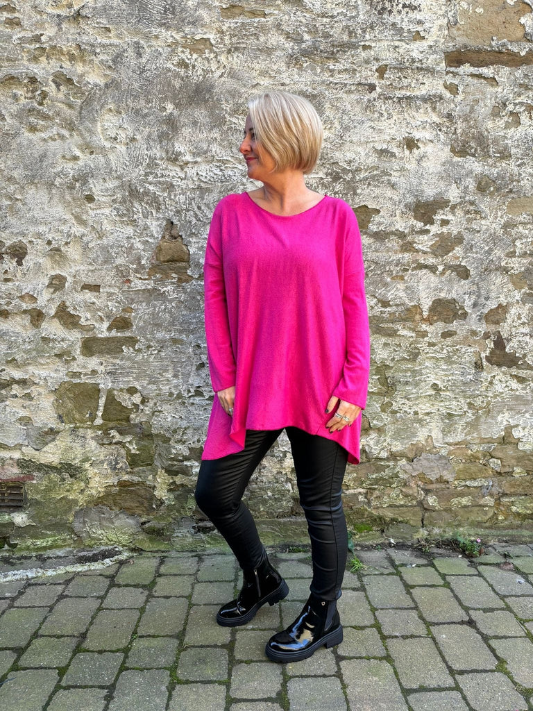 Super Soft Hanky Knit Jumper Top Be You Lifestyle Boutique One Size / Hot Pink