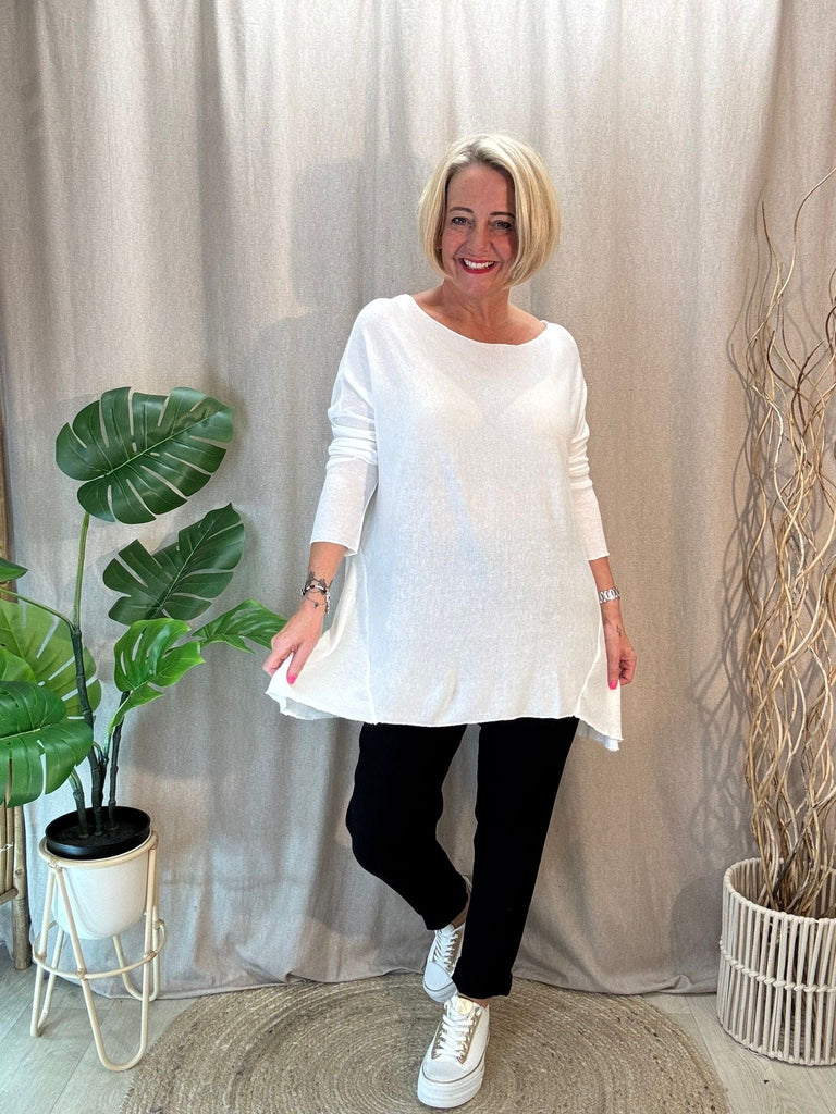 Super Soft Hanky Knit Jumper Top Be You Lifestyle Boutique One Size / White