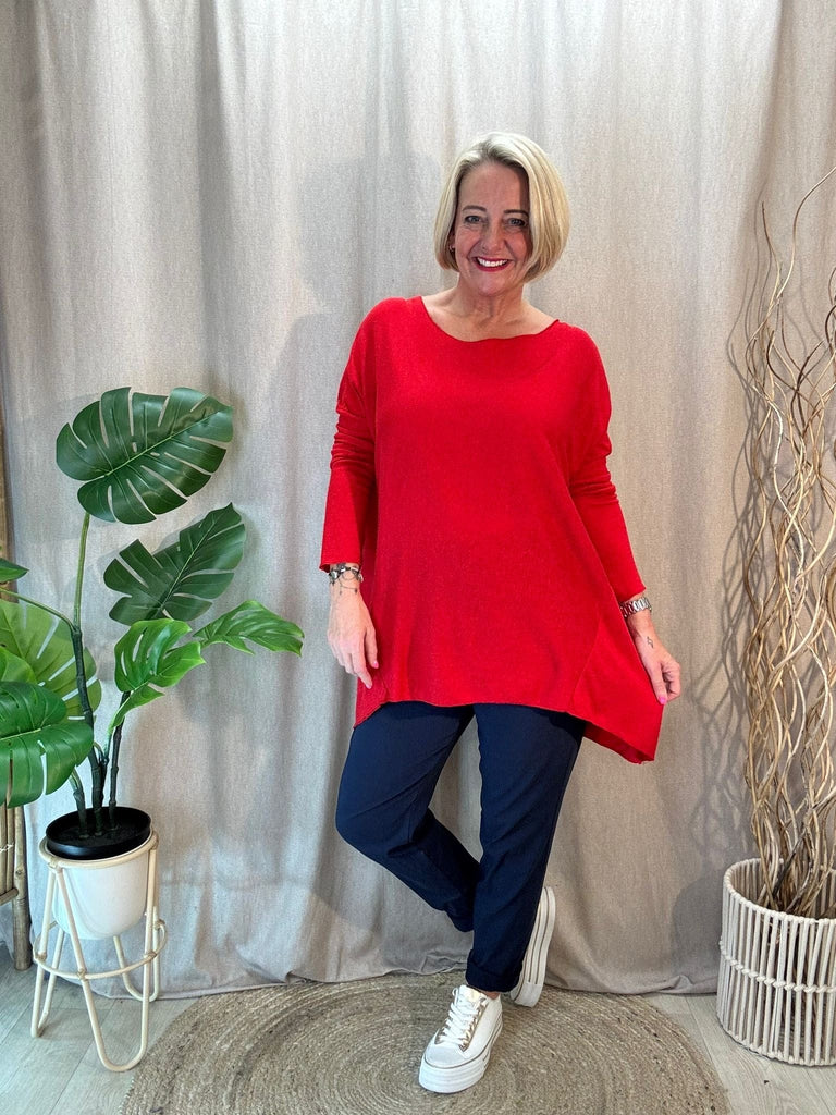 Super Soft Hanky Knit Jumper Top Be You Lifestyle Boutique One Size / Red