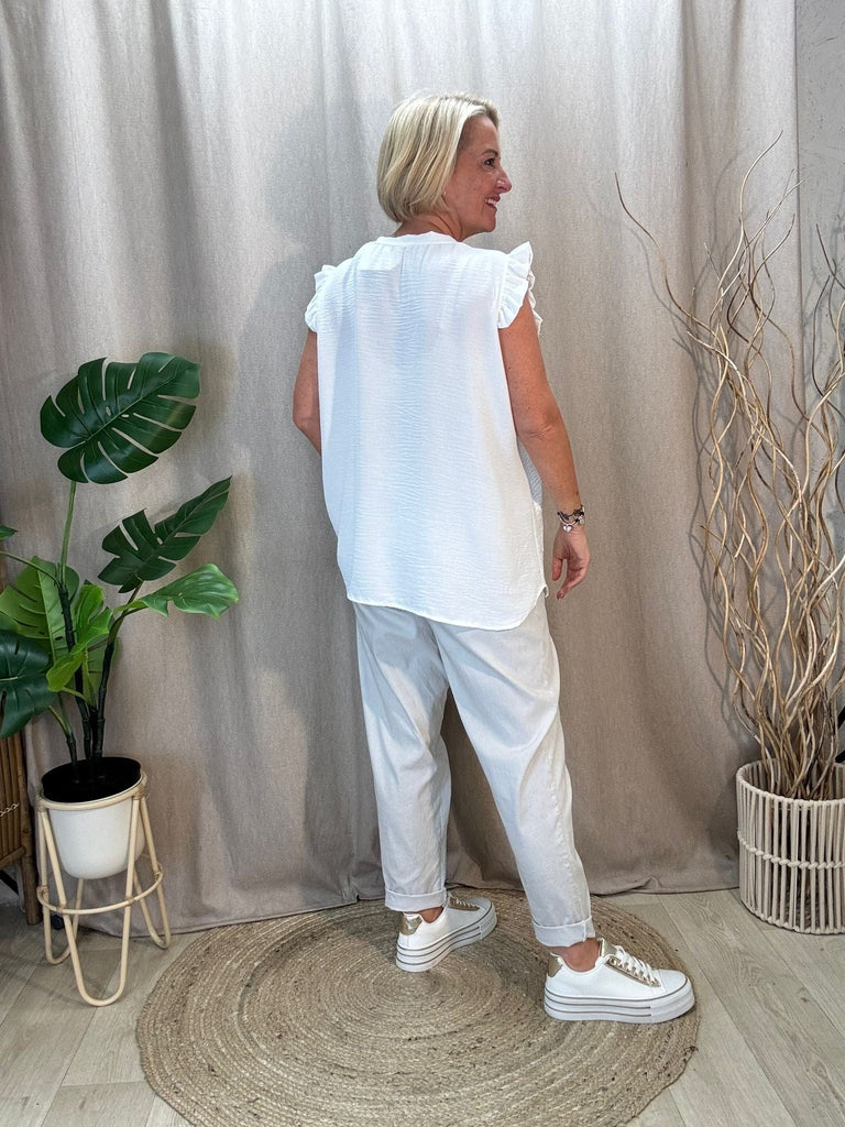 Sweet & Simple Frill Sleeved Top Be You Lifestyle Boutique