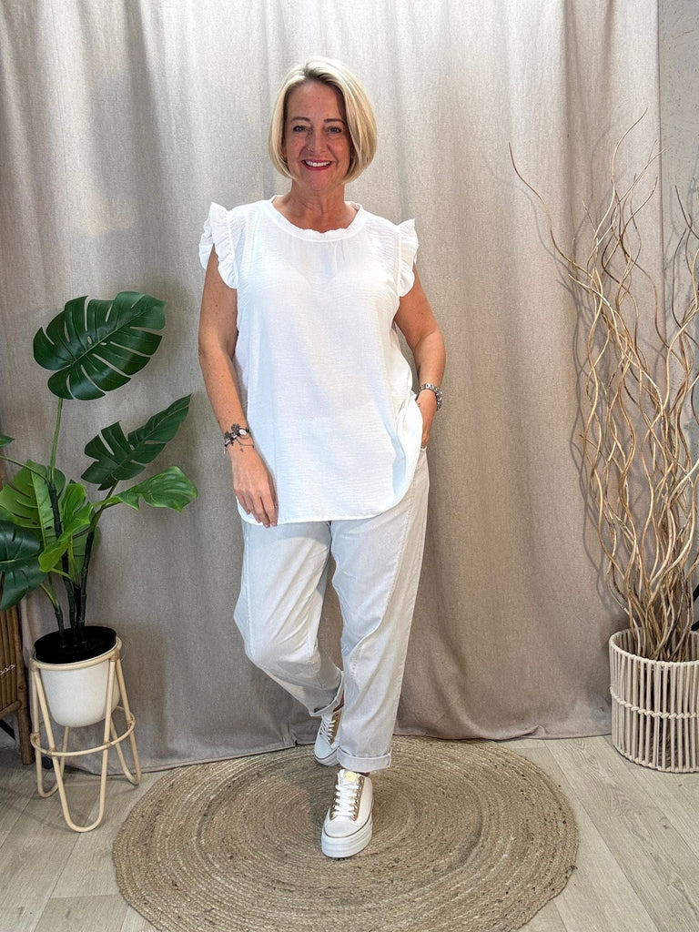 Sweet & Simple Frill Sleeved Top Be You Lifestyle Boutique