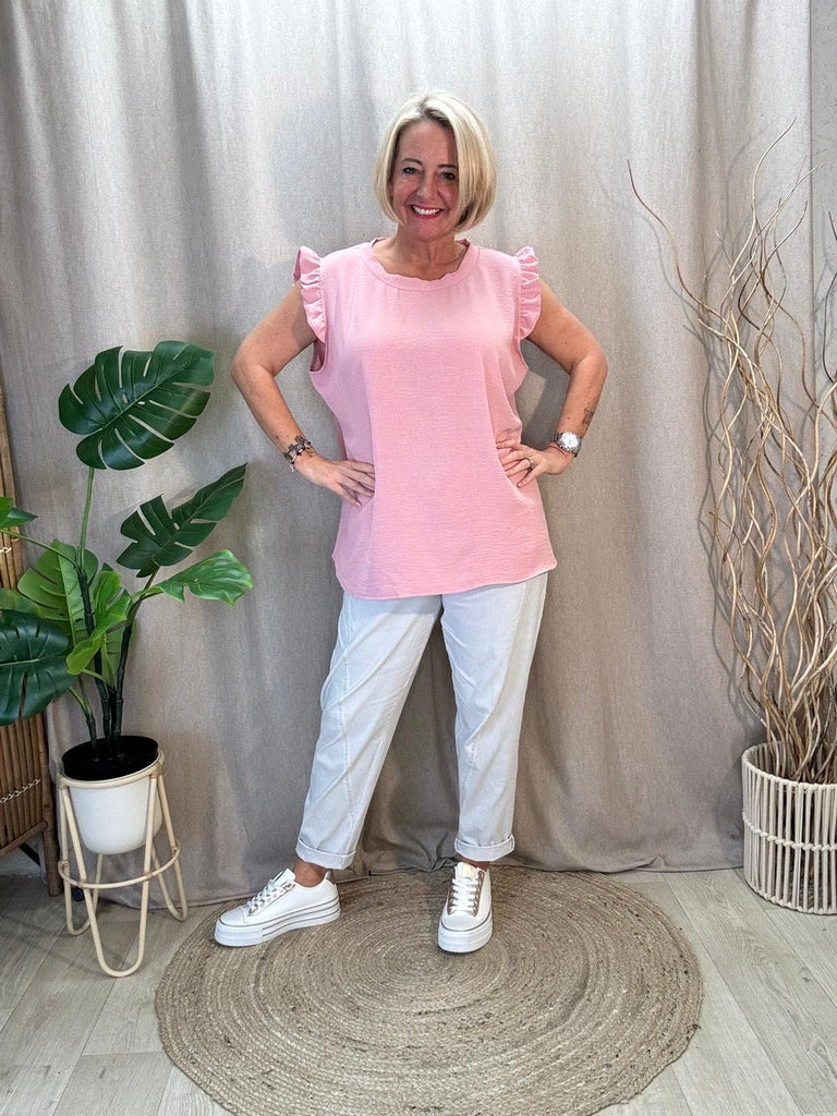 Sweet & Simple Frill Sleeved Top Be You Lifestyle Boutique One Size / Blush