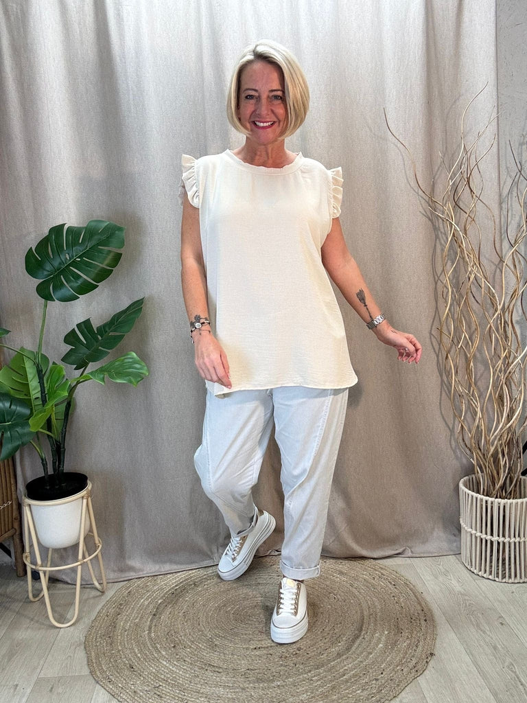 Sweet & Simple Frill Sleeved Top Be You Lifestyle Boutique