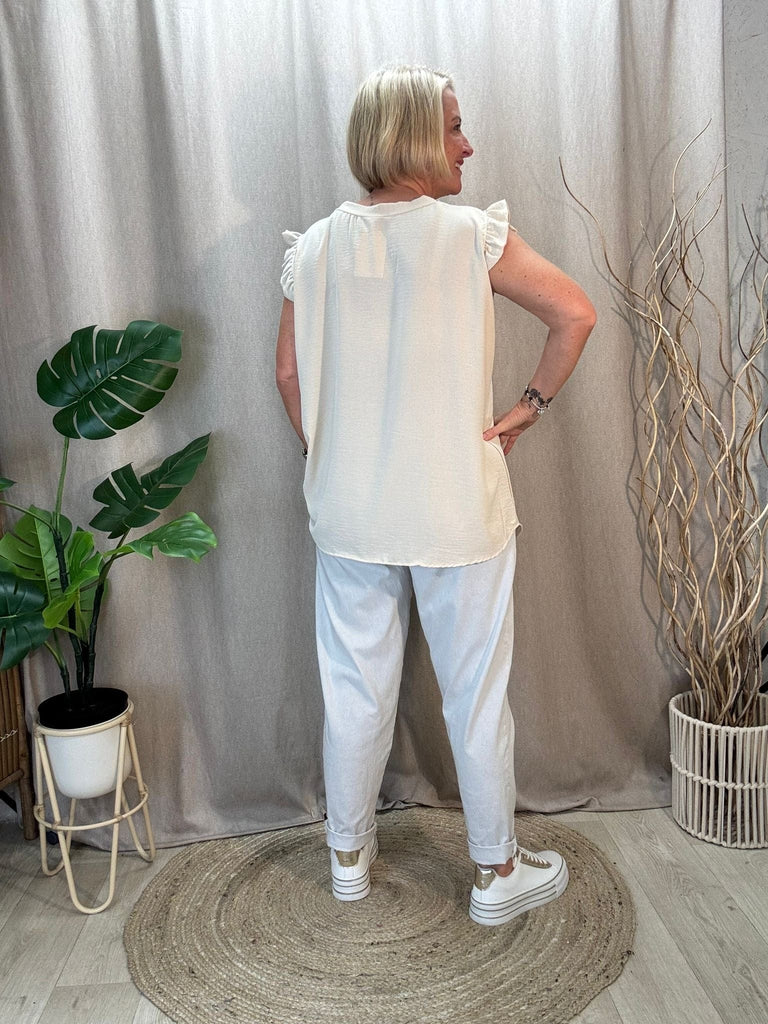 Sweet & Simple Frill Sleeved Top Be You Lifestyle Boutique