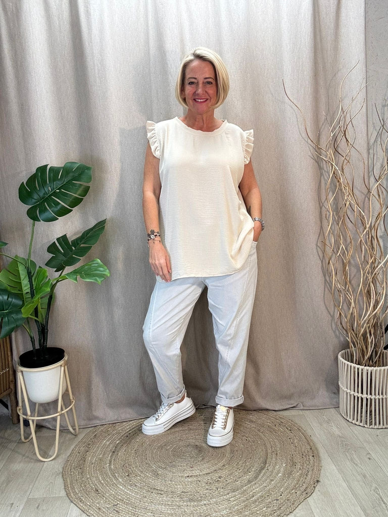 Sweet & Simple Frill Sleeved Top Be You Lifestyle Boutique