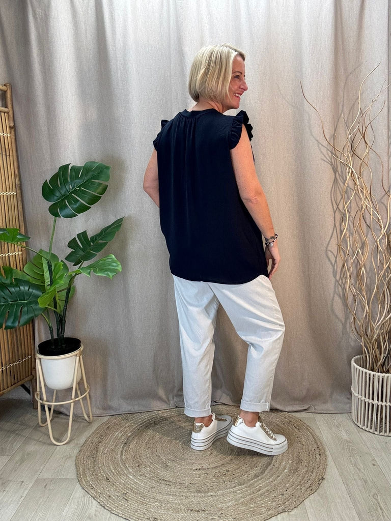 Sweet & Simple Frill Sleeved Top Be You Lifestyle Boutique