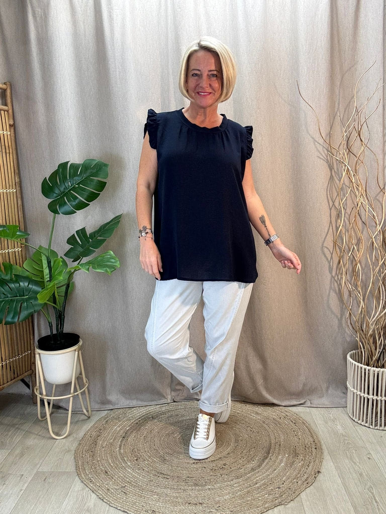 Sweet & Simple Frill Sleeved Top Be You Lifestyle Boutique