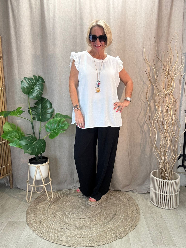 Sweet & Simple Frill Sleeved Top Be You Lifestyle Boutique