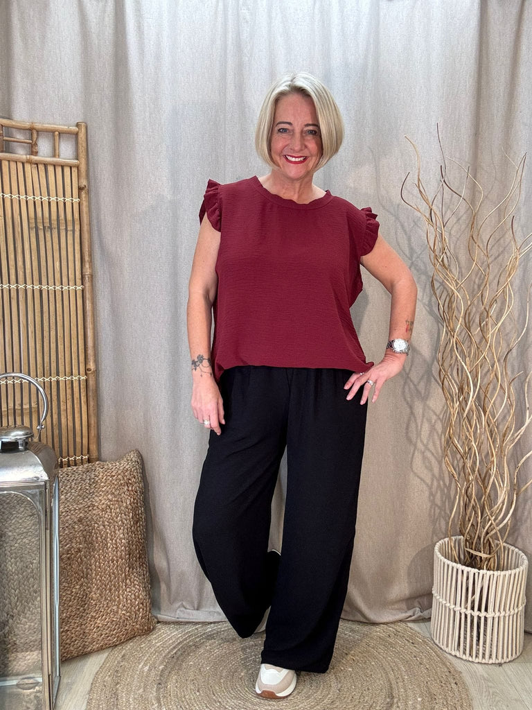 Sweet & Simple Frill Sleeved Top Be You Lifestyle Boutique