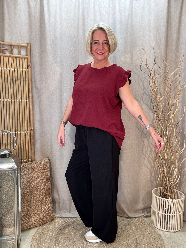 Sweet & Simple Frill Sleeved Top Be You Lifestyle Boutique