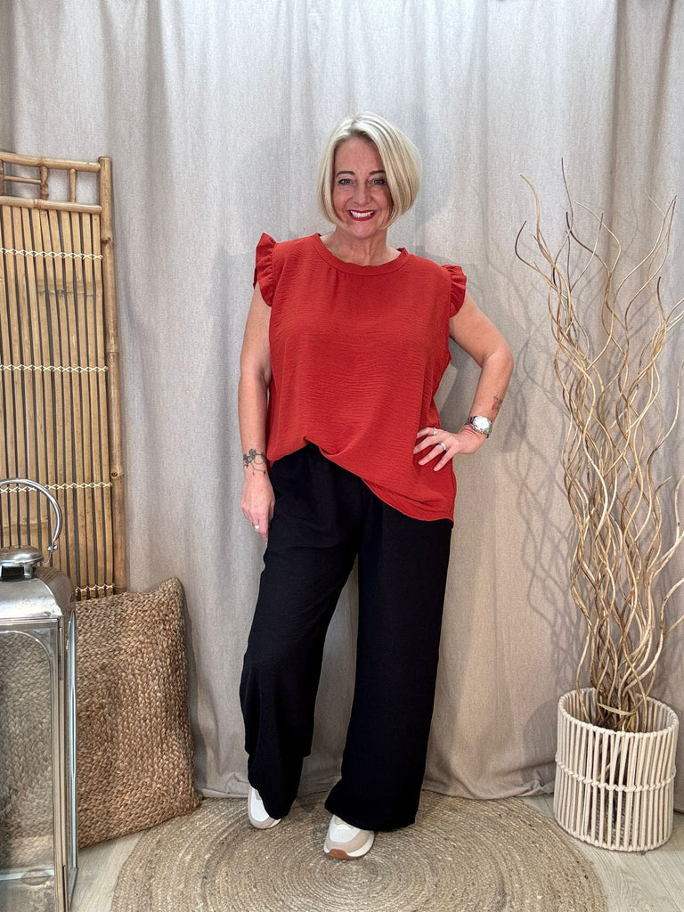 Sweet & Simple Frill Sleeved Top Be You Lifestyle Boutique