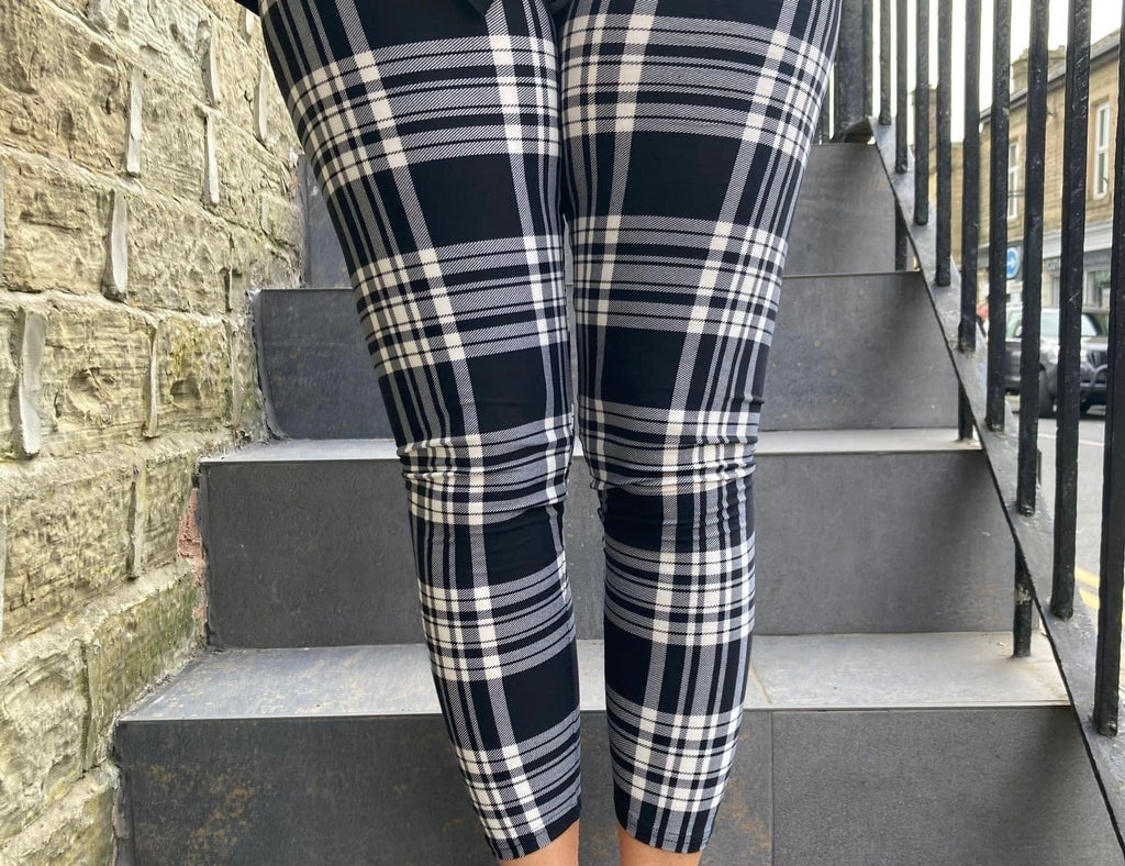 Tartan Checked Super Smooth Leggings Be You Lifestyle Boutique 1 / Black & White