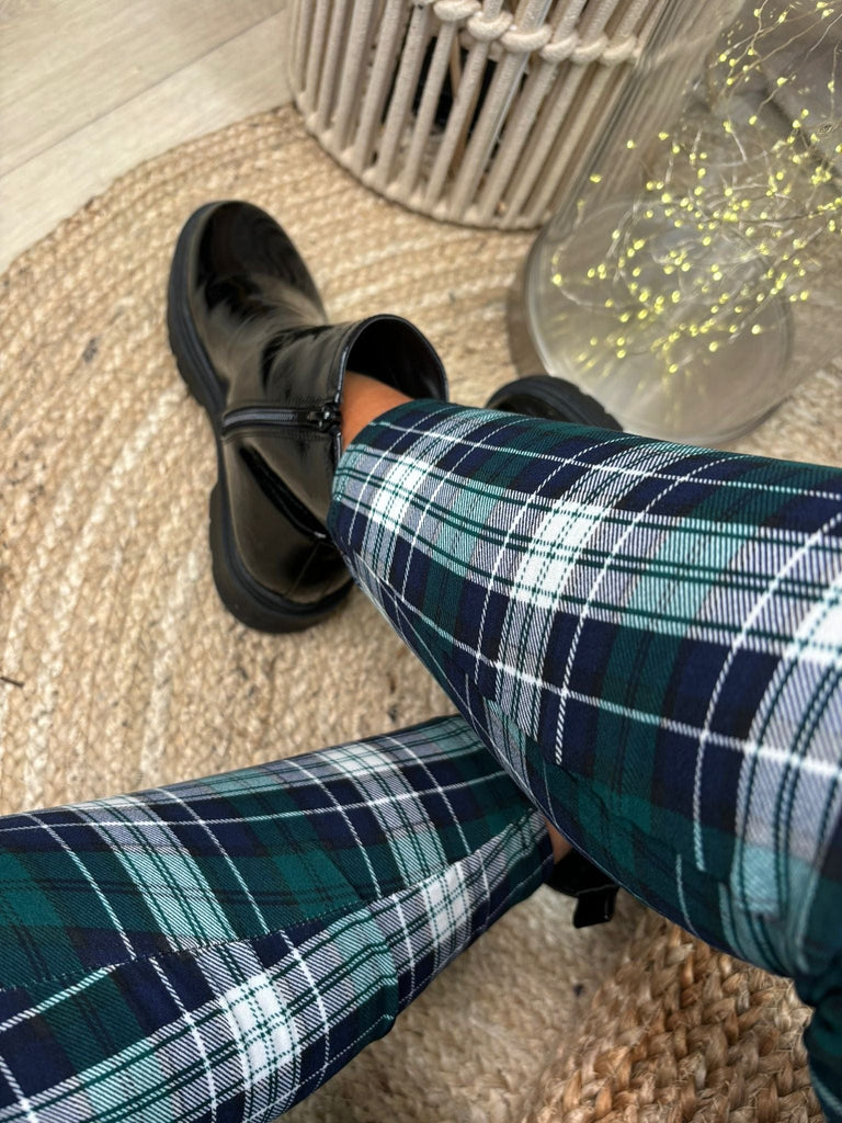 Tartan Checked Super Smooth Leggings Be You Lifestyle Boutique 1 / Green