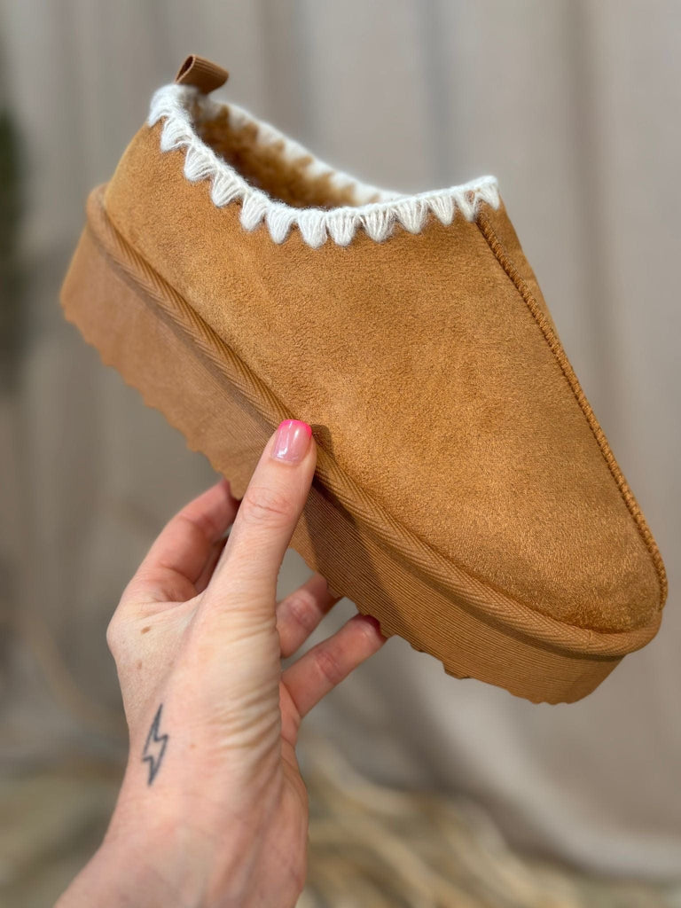 Tas Whip Stitch Mule Slippers Faux Fur Be You Lifestyle Boutique Chestnut / 3