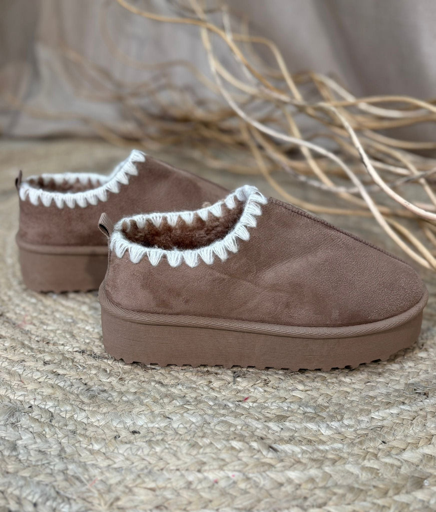 Tas Whip Stitch Mule Slippers Faux Fur Be You Lifestyle Boutique