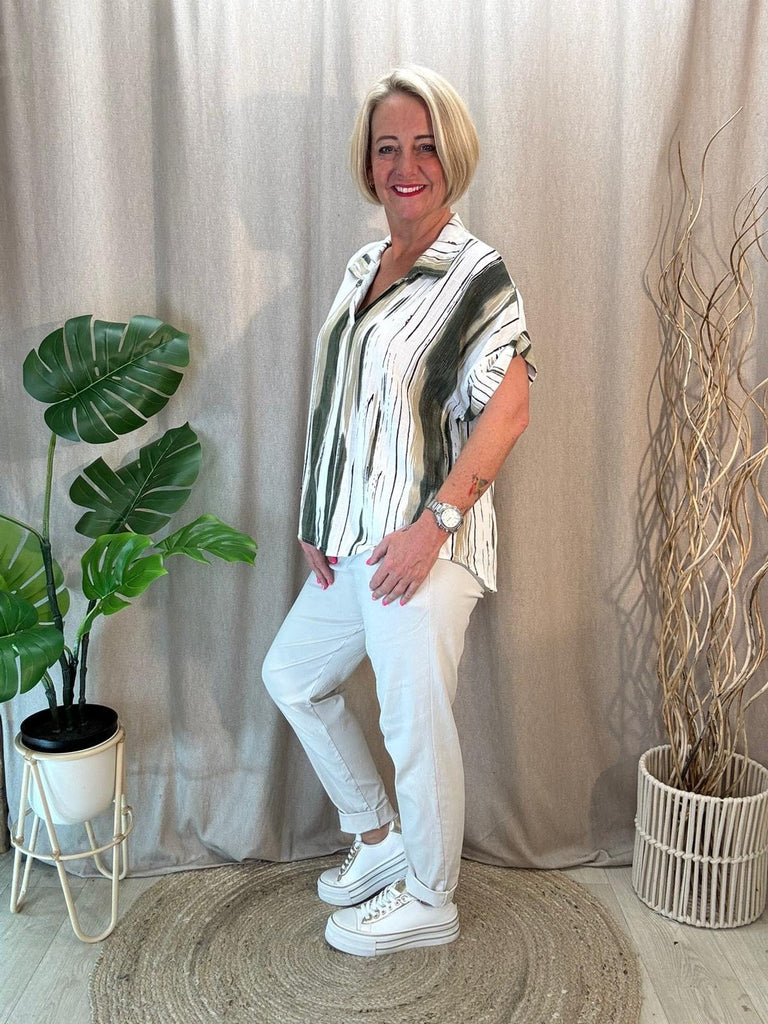 Tie Dye V Neck Collared Short Sleeve Top Be You Lifestyle Boutique
