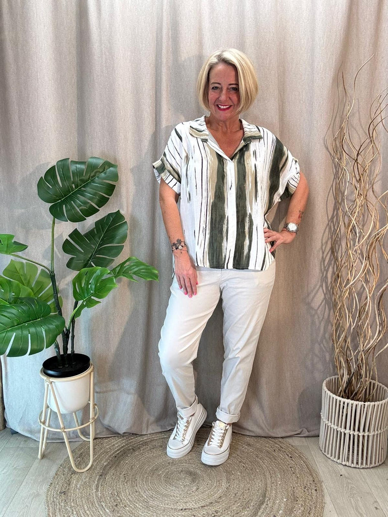 Tie Dye V Neck Collared Short Sleeve Top Be You Lifestyle Boutique